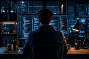 разработчик за компьютером